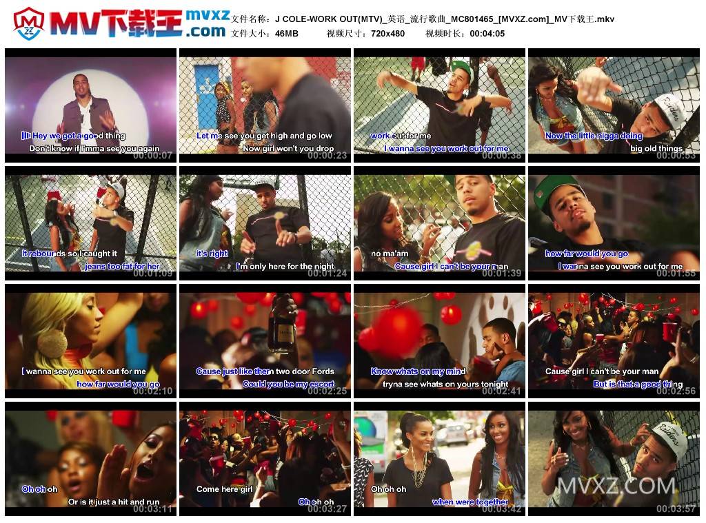 J COLE-WORK OUT(MTV)_英语_流行歌曲_MC801465